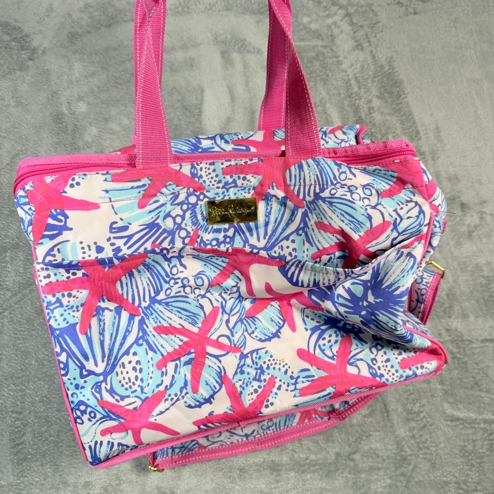 Lilly Pulitzer Womens OS Insulated Cooler Bag She She Shells Pink Blue Nautical